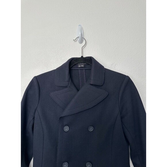Theory Dorima Raw Edge Double Breasted Wool Cashmere Coat Navy Blue Women's 0 - Picture 3 of 9